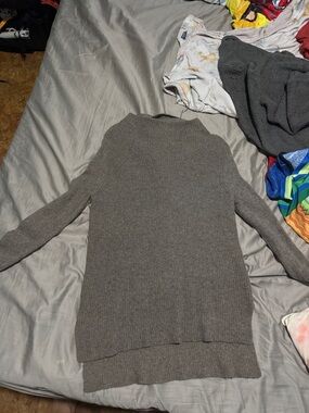 Ann Taylor Charcoal Ribbed Turtleneck Sweater